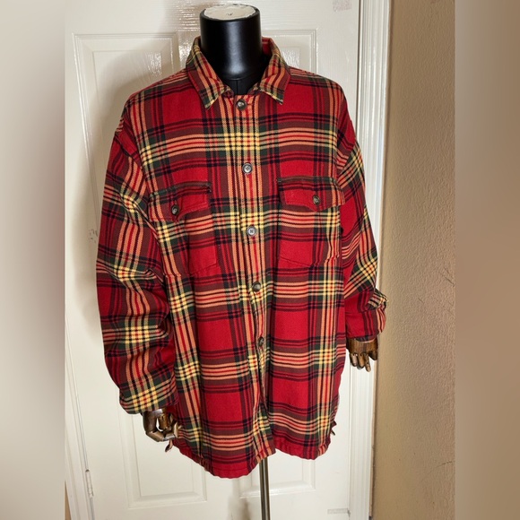 Abercrombie & Fitch Vintage Plaid Flannel Shirt Jacket Shacket Quilt Lined XL - Picture 5 of 15